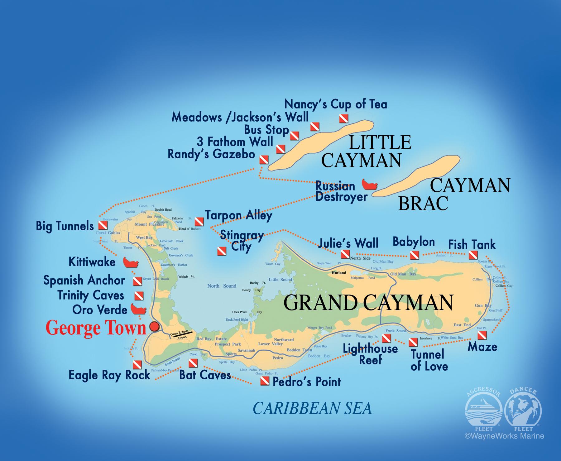 Каймановы острова на карте